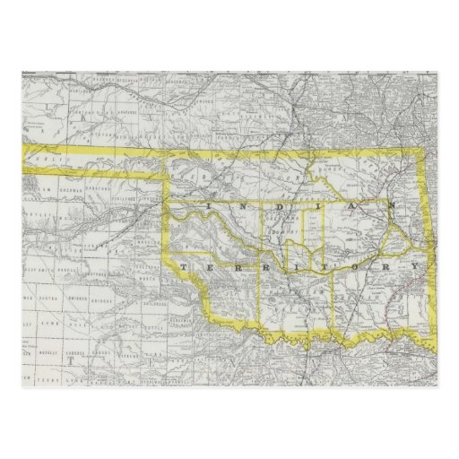 Vintage Map of Oklahoma (1889) Postcard | Zazzle