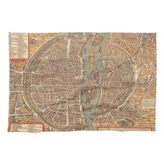 Vintage Map of Paris (1575) Kitchen Towels