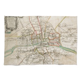 Vintage Map of Paris (1678) Kitchen Towel