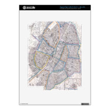 Vintage Map of Paris (1865) Decals For iPad 3