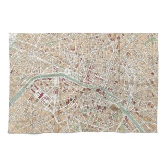 Vintage Map of Paris (1892) Kitchen Towel