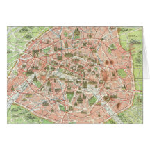 Vintage Map of Paris (1920) Cards