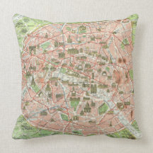 Vintage Map of Paris (1920) Pillows