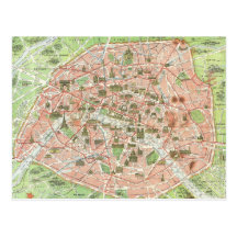 Vintage Map of Paris (1920) Post Cards