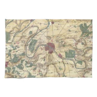 Vintage Map of Paris and Surrounding Areas (1780) Towels