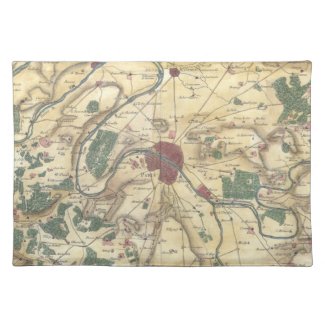 Vintage Map of Paris and Surrounding Areas (1780) Place Mats