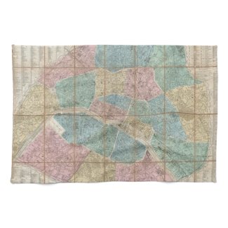 Vintage Map of Paris France (1867) Kitchen Towel