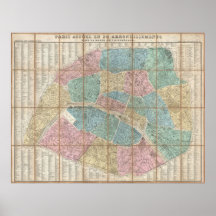 Vintage Map of Paris France (1867) Print
