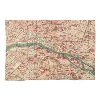 Vintage Map of Paris France (1910) Kitchen Towel