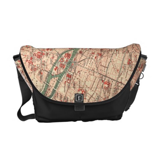 Vintage Map of Paris France (1910) Messenger Bags