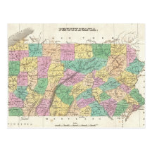 Vintage Map of Pennsylvania (1827) Postcard