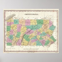 Vintage Map of Pennsylvania (1827) Posters