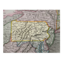 Vintage map of Pennsylvania Postcard