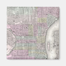Vintage Map of Philadelphia (1855) Fridge Magnets