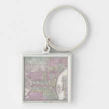 Vintage Map of Philadelphia (1855) Keychain