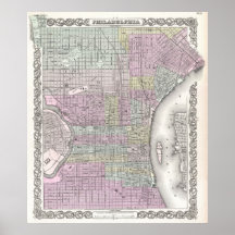 Vintage Map of Philadelphia (1855) Posters