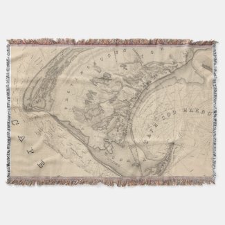 Vintage Map of Provincetown (1836) Throw