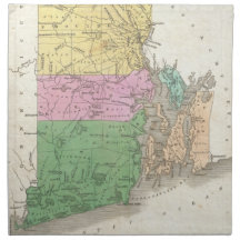 Vintage Map of Rhode Island (1827) Printed Napkin