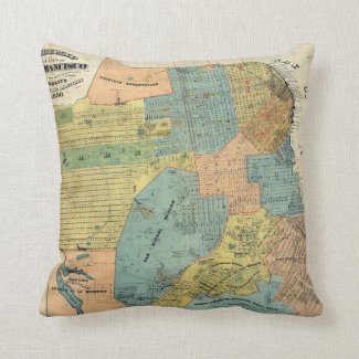 Vintage Map of San Francisco (1890) Throw Pillows