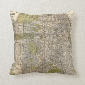 Vintage Map of San Francisco (1932) Throw Pillow
