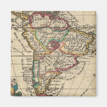 Vintage Map of South America (1747) Magnets