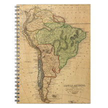 Vintage Map of South America (1821) Note Book