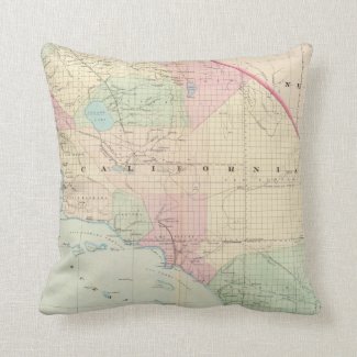 Vintage Map of Southern California (1874) Throw Pillows