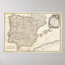 Vintage Map of Spain (1775) Posters