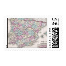 Vintage Map of Spain (1855) Postage Stamps
