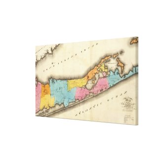 Vintage Map of Suffolk New York (1829) Canvas Print
