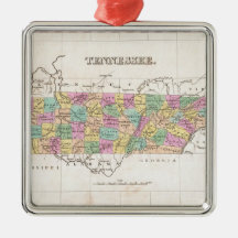 Vintage Map of Tennessee (1827) Christmas Ornament