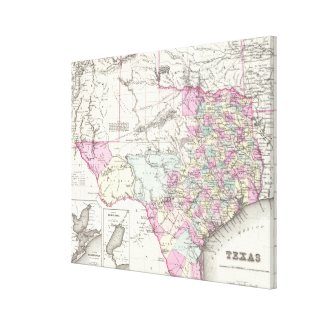 Vintage Map of Texas (1855) Gallery Wrapped Canvas