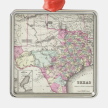 Vintage Map of Texas (1855) Christmas Tree Ornament