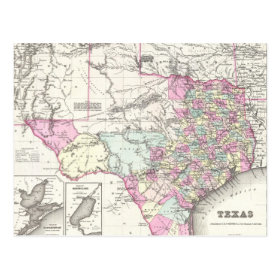 Vintage Map of Texas (1855) Post Card