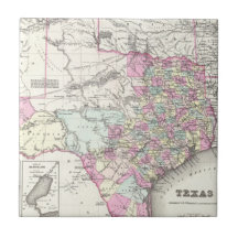 Vintage Map of Texas (1855) Ceramic Tile