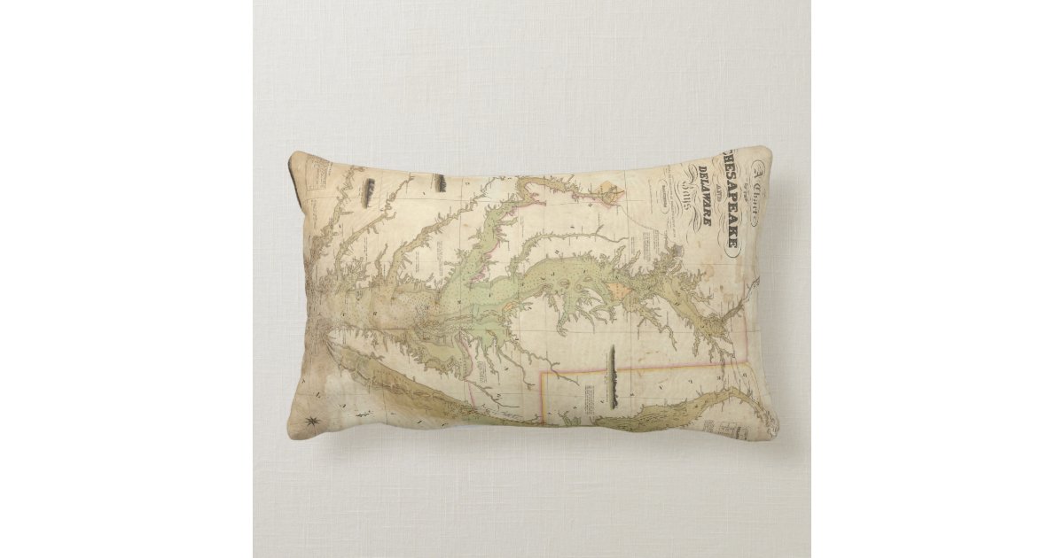 Vintage Map of The Chesapeake Bay (1840) Throw Pillow Zazzle