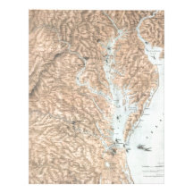 Vintage Map of The Chesapeake Bay (1861) Personalized Letterhead