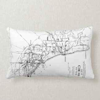 Vintage Map of The Chicago Railroad Network (1913) Throw Pillow
