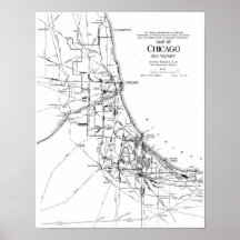 Vintage Map of The Chicago Railroad Network (1913) Print