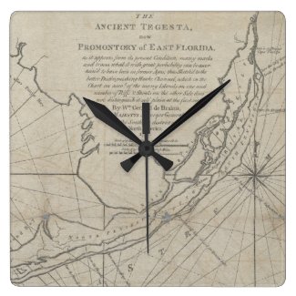 Vintage Map of The Florida Keys (1771) (2) Square Wallclocks