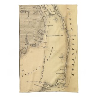 Vintage Map of The Outer Banks (1862) Towel