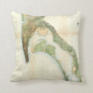 Vintage Map of The San Diego Bay (1857) Pillow