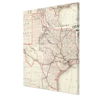 Vintage Map of The Texas Railroad System (1885) Canvas Print
