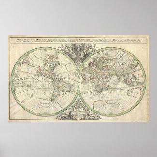 Vintage Map of The World (1691) Print