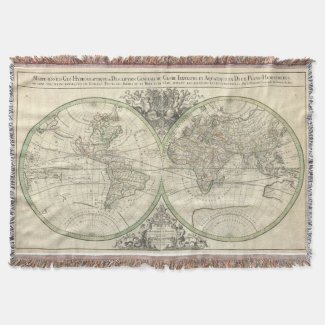 Vintage Map of The World (1691) Throw Blanket