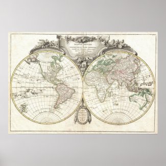 Vintage Map of The World (1775) Print