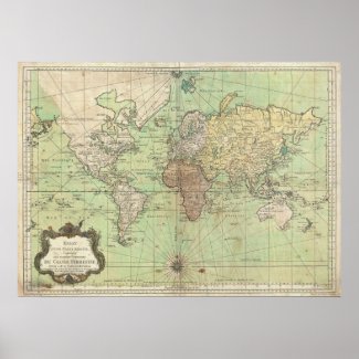 Vintage Map of The World (1778) Poster