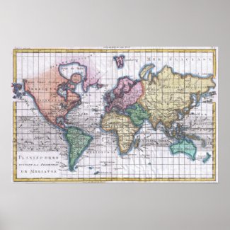 Vintage Map of The World (1780) Poster