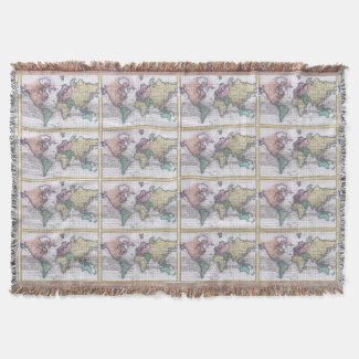 Vintage Map of The World (1780) Throw Blanket