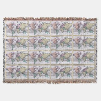 Vintage Map of The World (1780) Throw Blanket